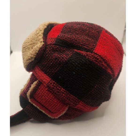 Toddler Boys Red/Black Plaid -Serpa Trapper Hat - Picture 2 of 6